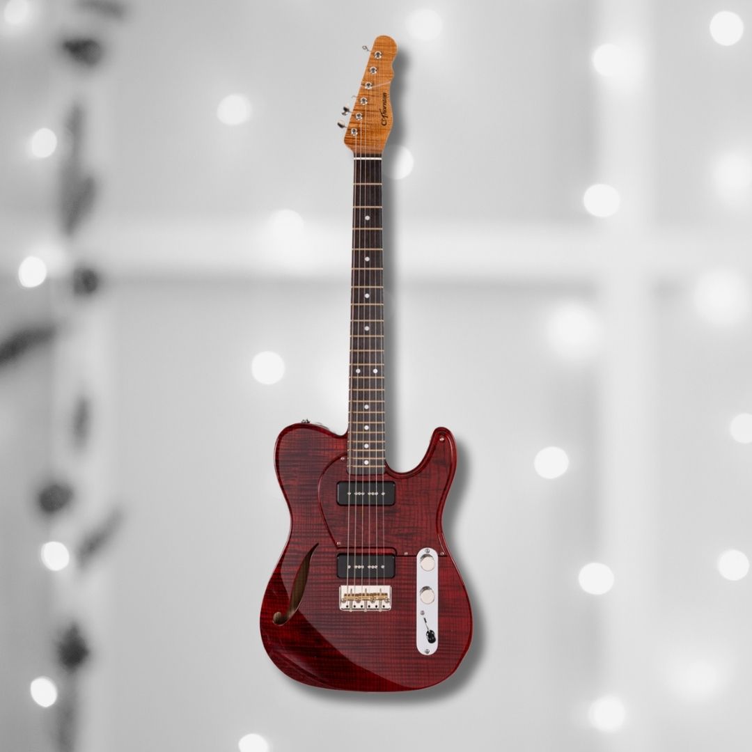 CP Thornton 20th Anniversary Thinline Classic II - Olive Ash - Translucent Oxblood w Righteous Sound P90's-13